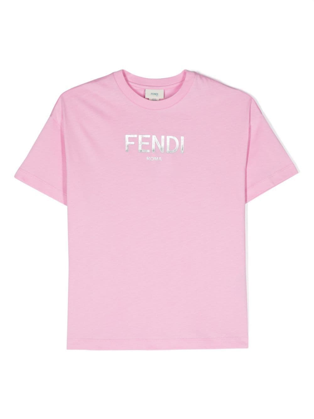 flocked-logo cotton T-shirt | Fendi Kids | Eraldo.com