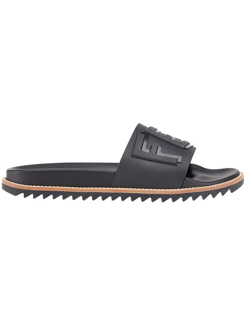 fendi logo embossed slide sandals