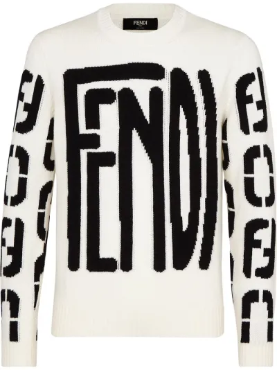 FENDI logo intarsia crew neck jumper Eraldo US