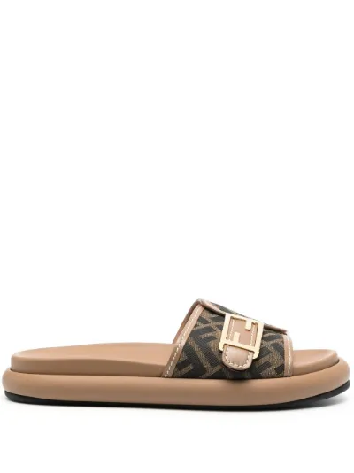 Fendi logo best sale embossed slides