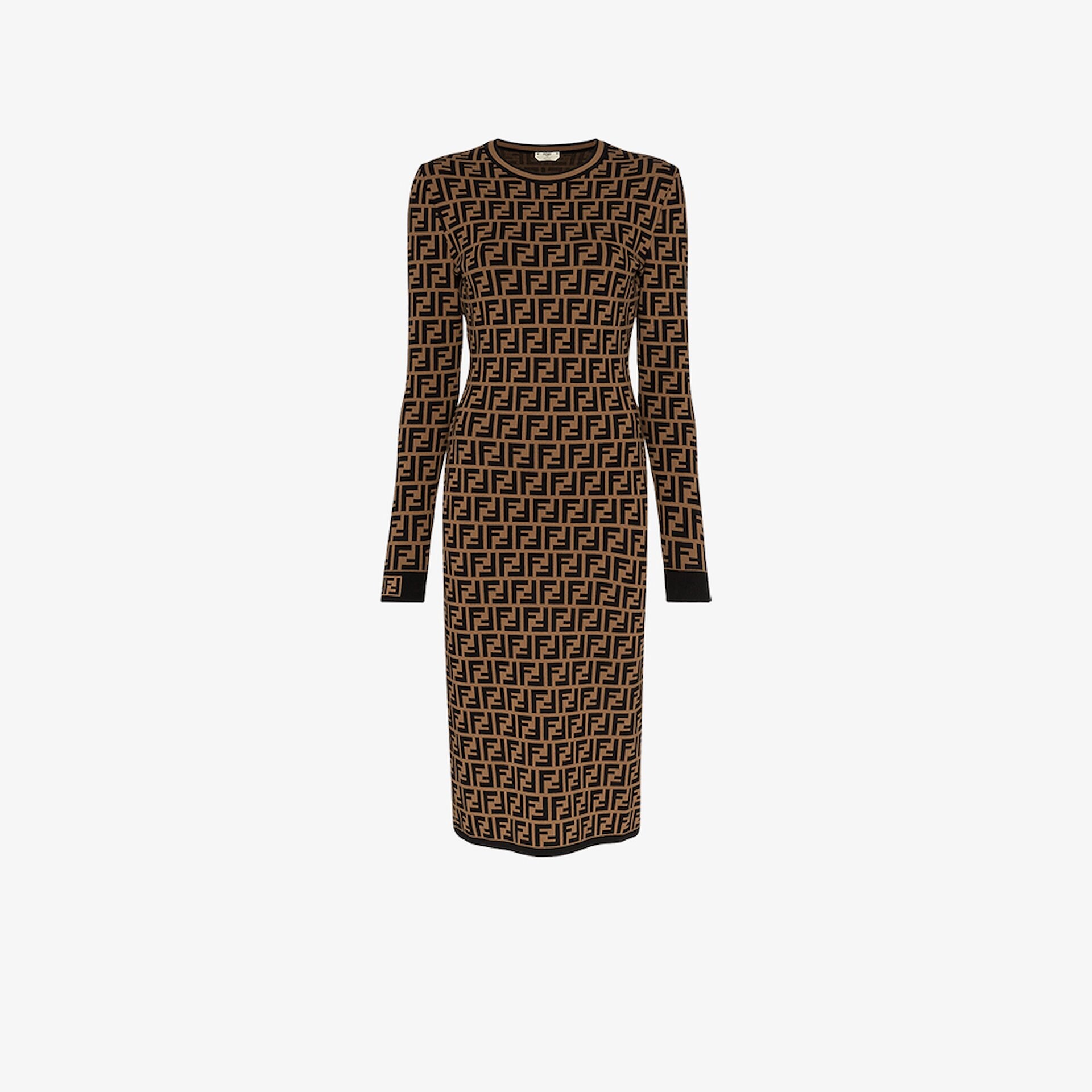 Fendi Logo Print Midi Dress Browns