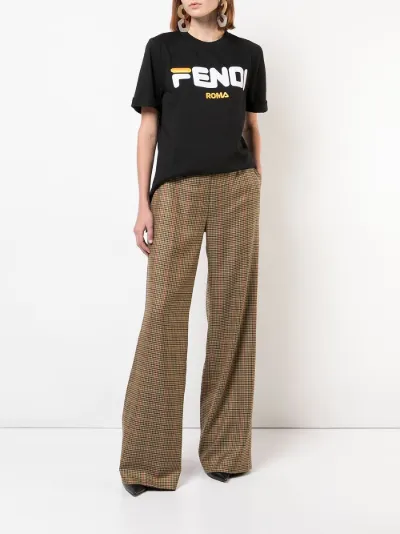 fendi logo print t shirt
