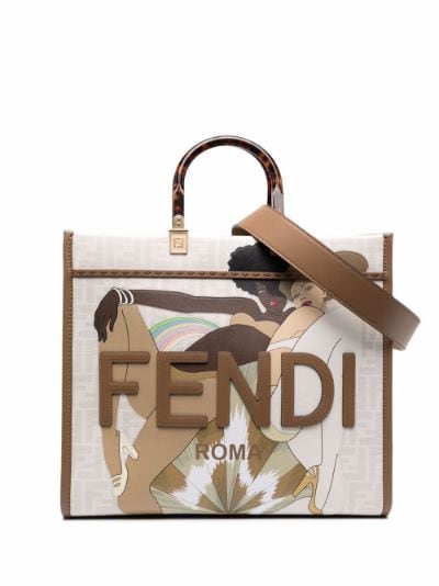 fendi logo shopper tote