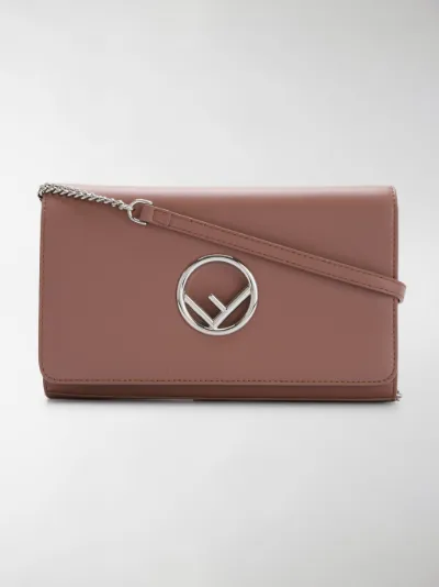 fendi logo calfskin leather wallet on a chain