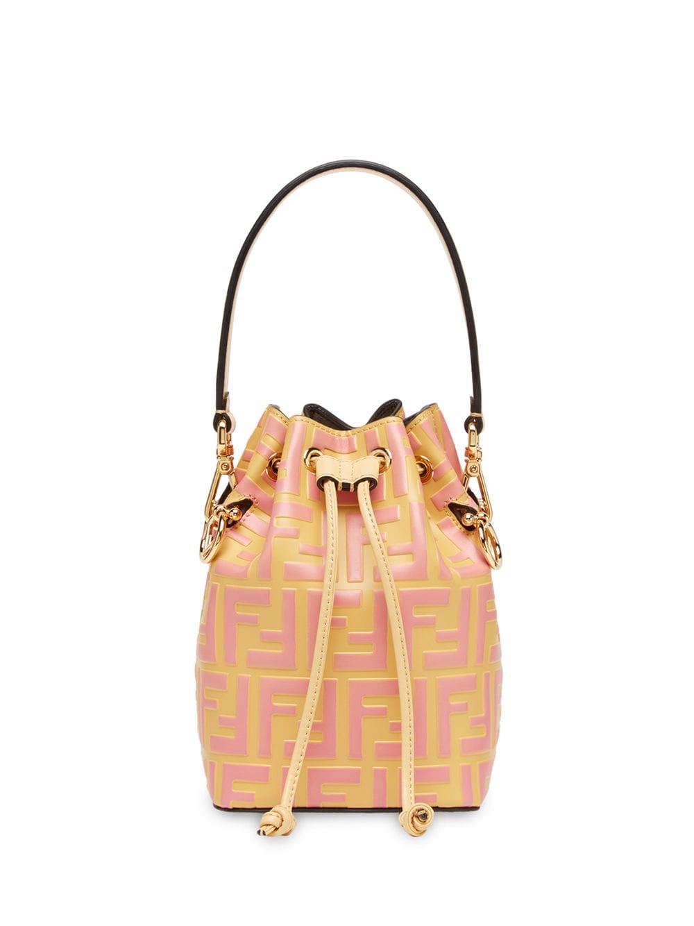 Mon Tresor Mini Leather Bucket Bag in Yellow - Fendi