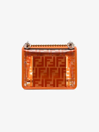 fendi orange kan i ff logo pvc and leather cross body bag | browns