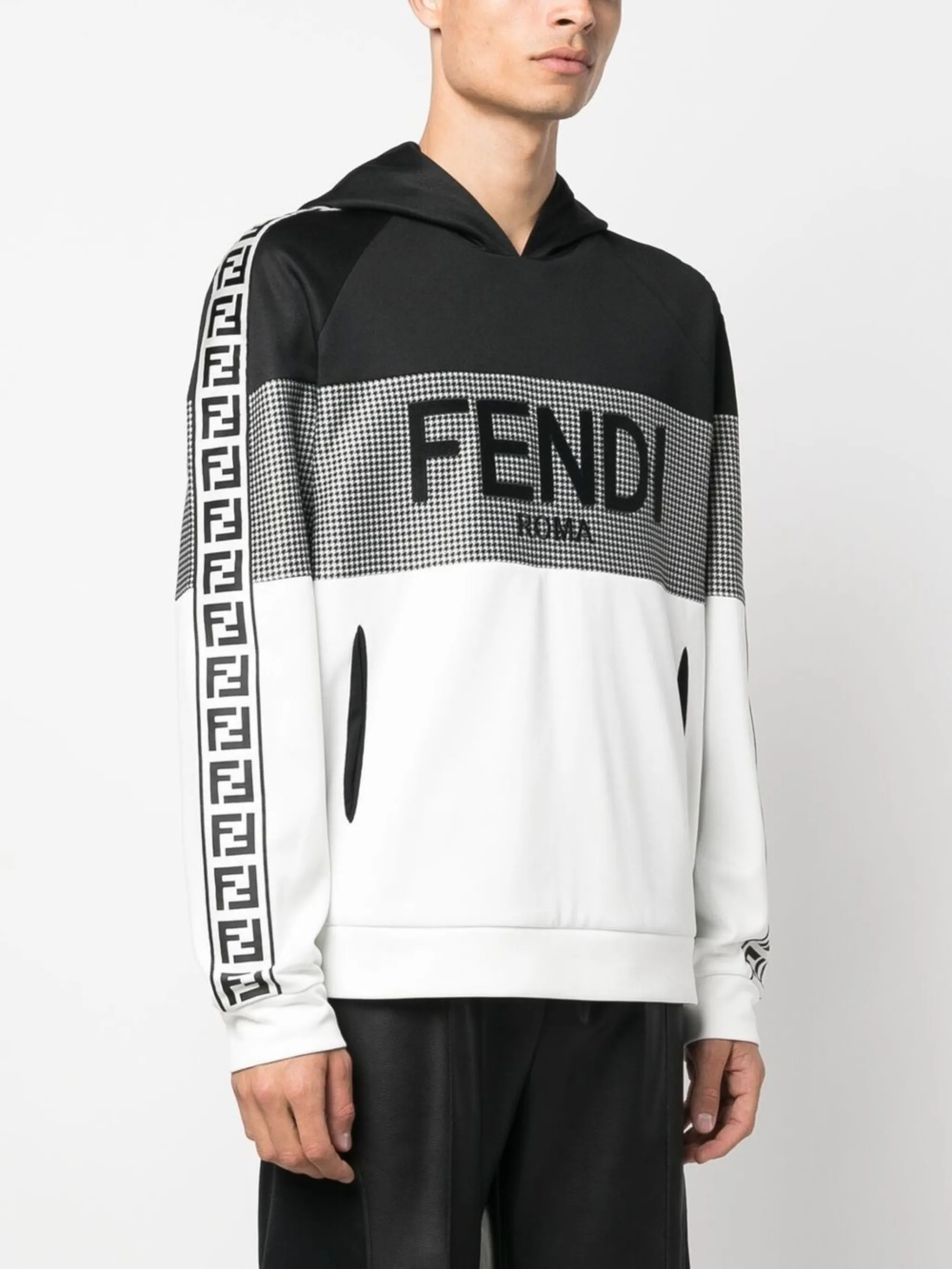 FENDI panelled logo embossed hoodie Eraldo FR