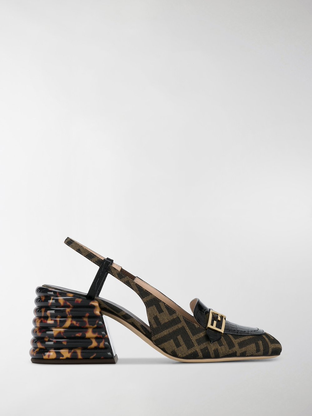 fendi promenade ff flat leather sandals