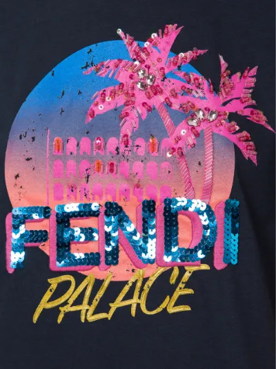 FENDI sequin palm tree embellished cotton t shirt Eraldo DE