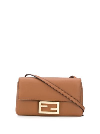 fendi duo baguette leather shoulder bag