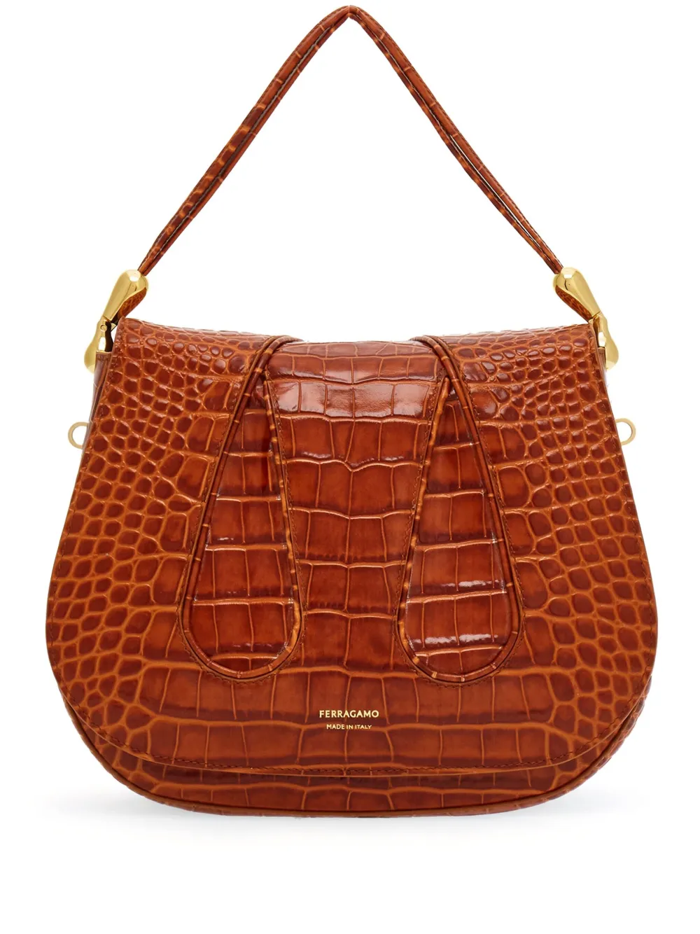 Ferragamo crocodile effect leather shoulder bag Eraldo DE