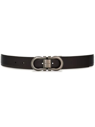 Reversible and adjustable Gancini belt, brown, Belts Women's