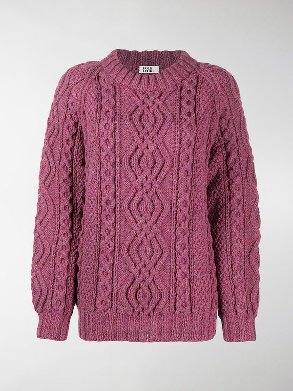 FOLKLOORE Irish Aran knit jumper pink MODES
