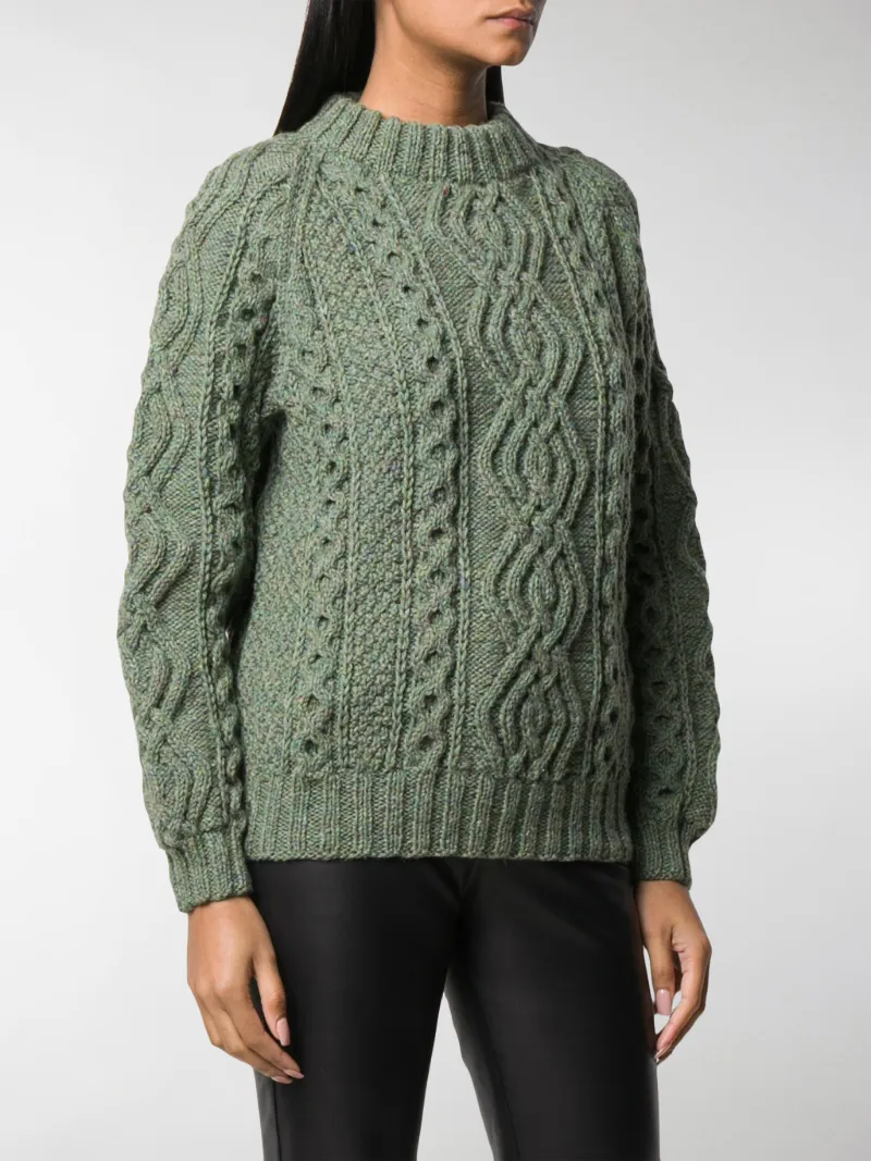 FOLKLOORE Irish Aran knit jumper green | MODES FOLKLOORE Irish Aran knit jumper green | MODES