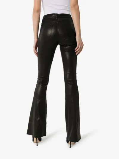 leather flare trousers