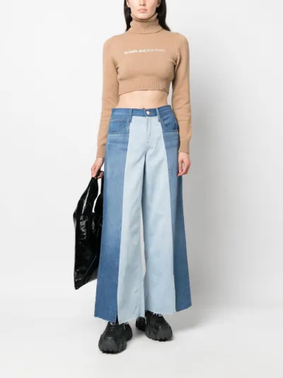 Frame Split Seam Wide Leg Jeans Split Personality Denim Size 25