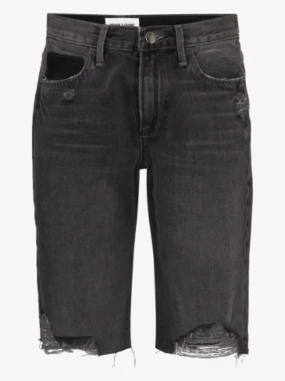 black ripped knee shorts