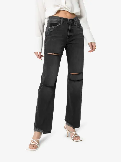 straight cut ripped jeans