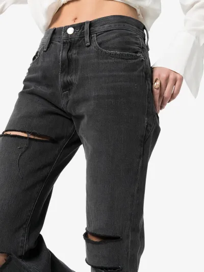 straight cut ripped jeans