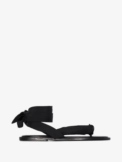 black fabric sandals