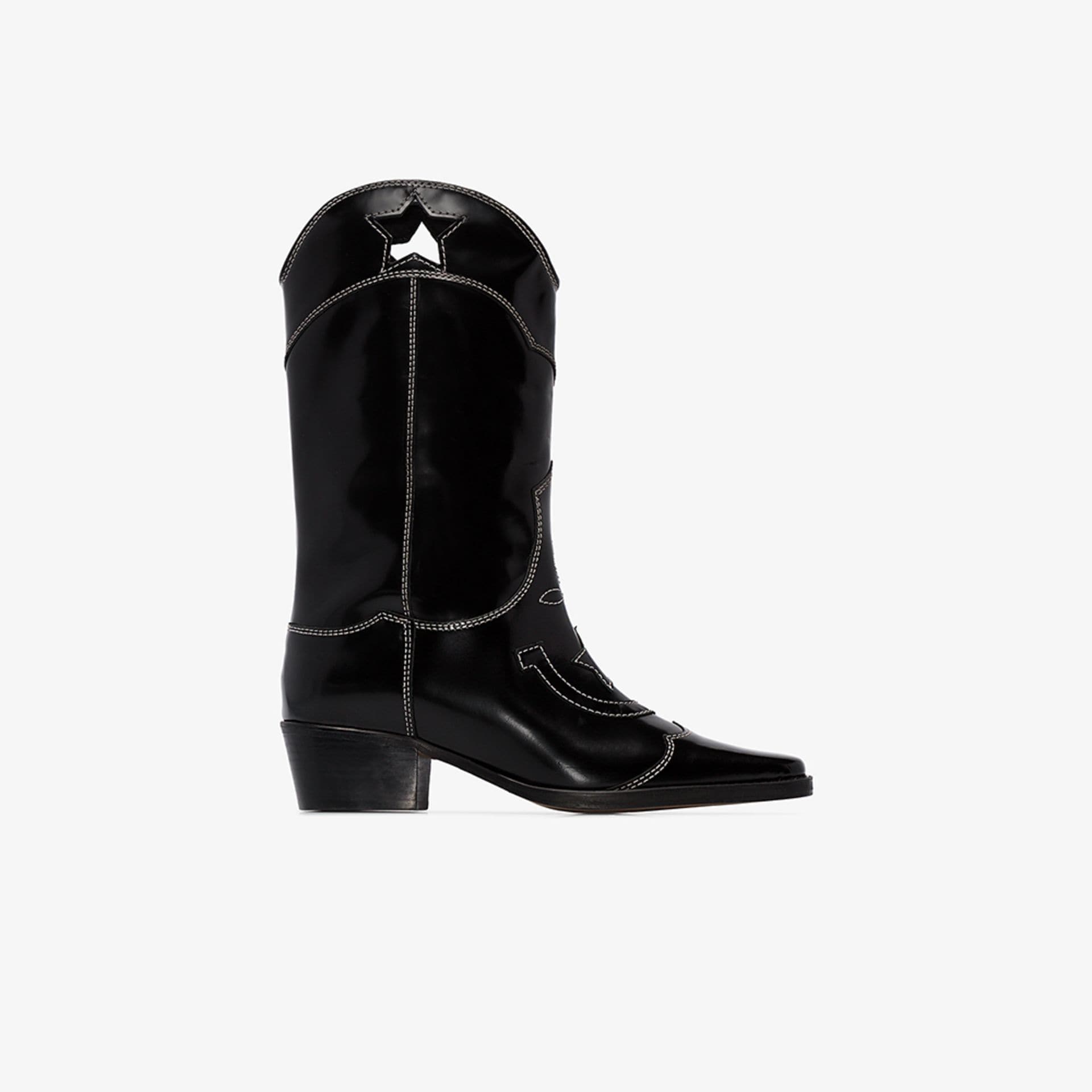 ganni black cowboy boots