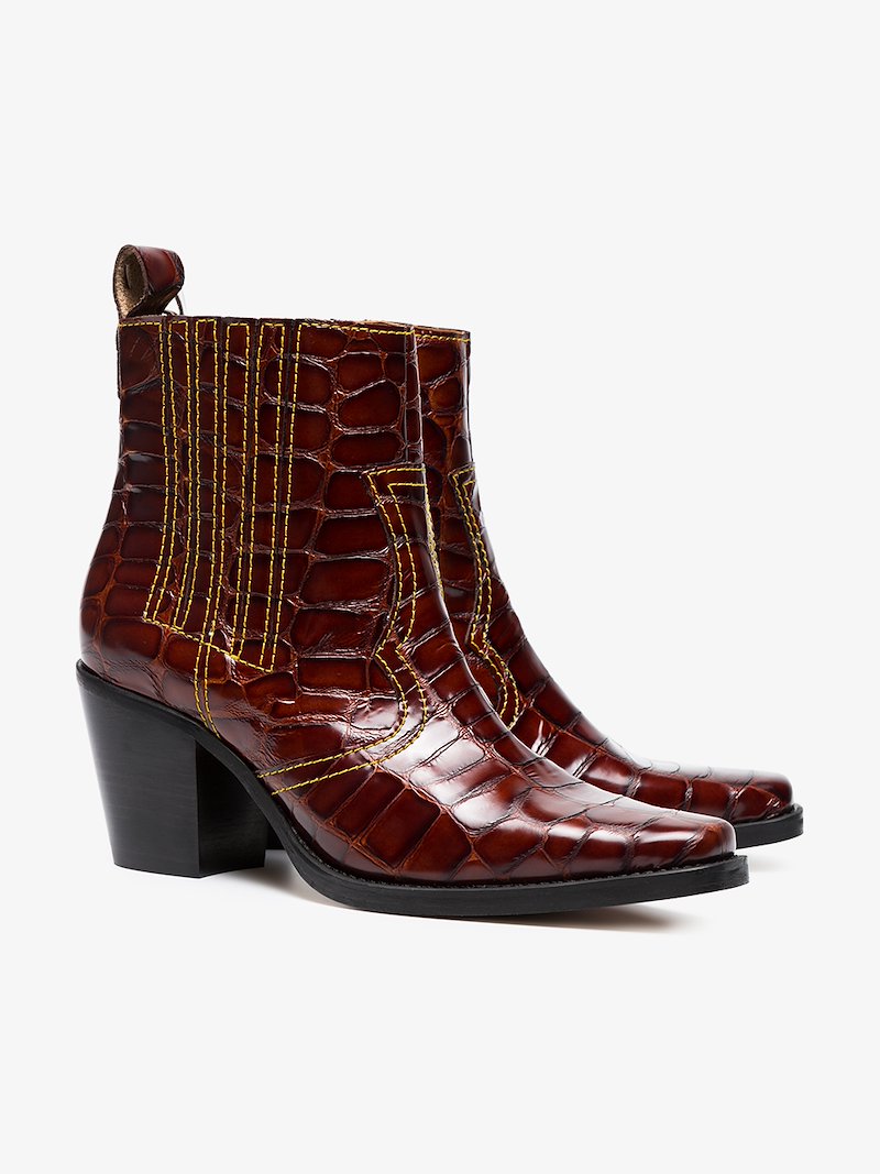 ganni red cowboy boots