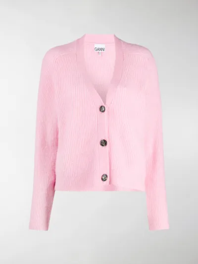 ganni pink cardigan