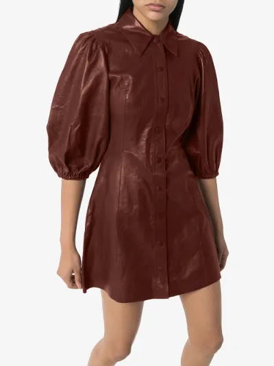 ganni leather mini dress
