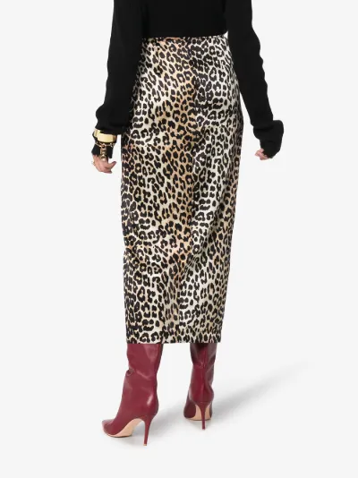 ganni calla leopard skirt