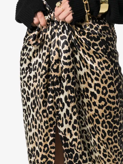 ganni calla leopard skirt