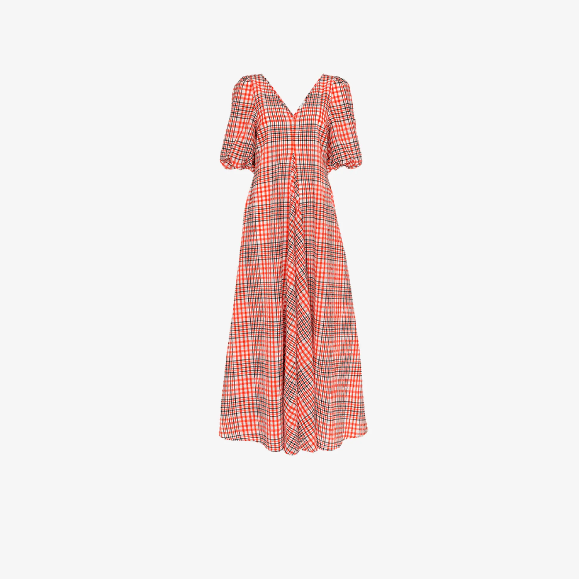 ganni red check dress