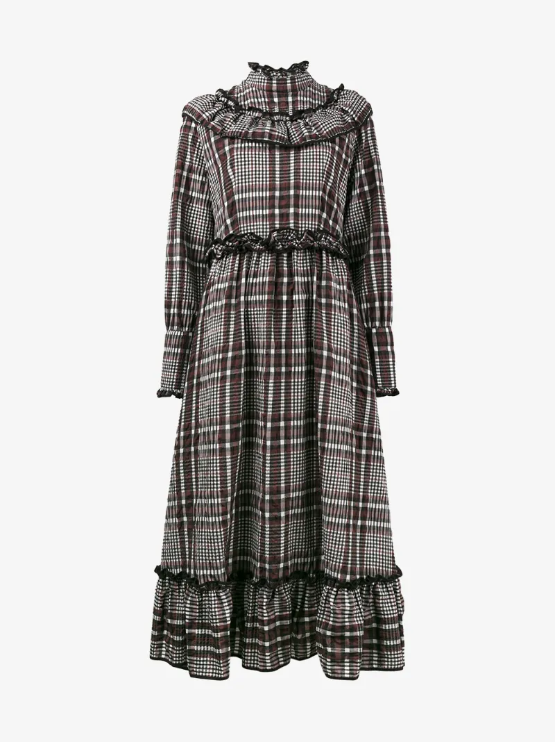Ganni Charron Ruffled Dress Day Dresses Browns Ganni Charron Ruffled Dress