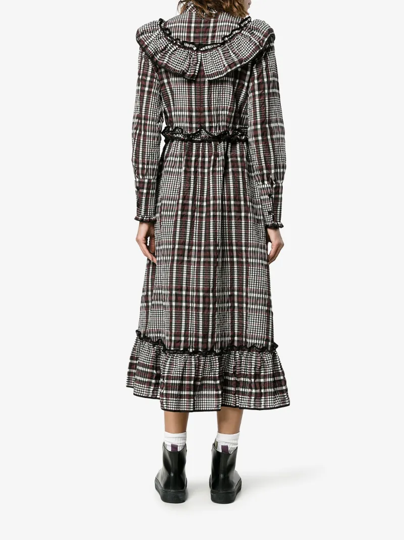 Ganni Charron Ruffled Dress Day Dresses Browns Ganni Charron Ruffled Dress