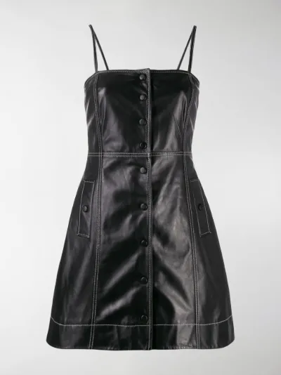 ganni leather mini dress