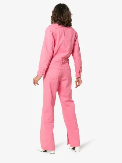 pink denim boiler suit