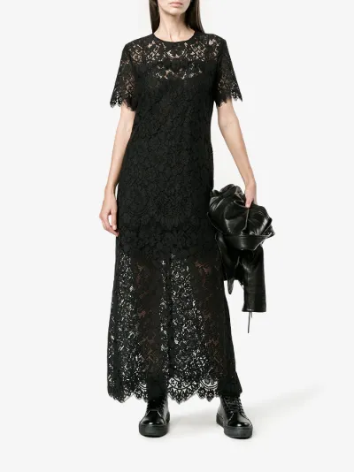 ganni black lace dress