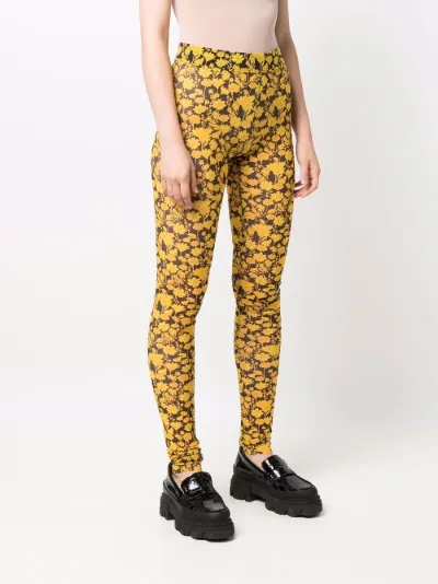 GANNI floral print leggings yellow | MODES