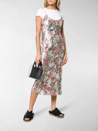 ganni floral slip dress