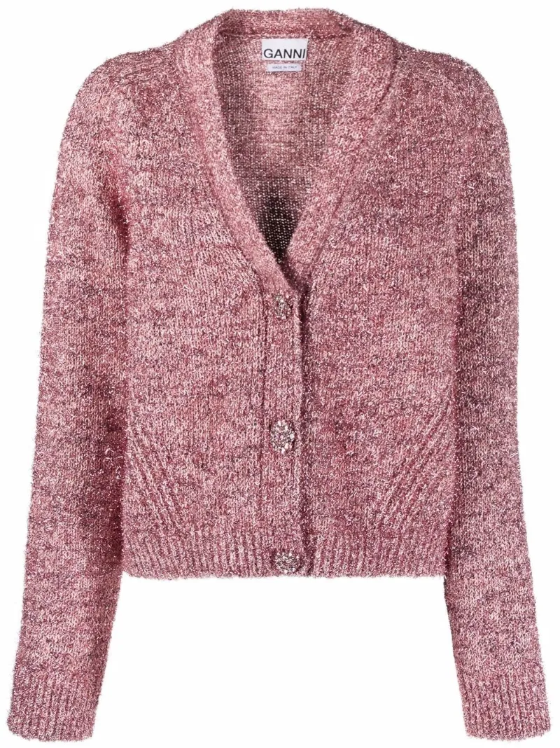 ganni pink cardigan