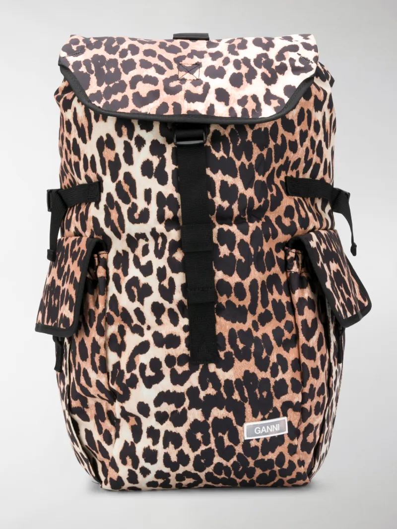 ganni backpack leopard