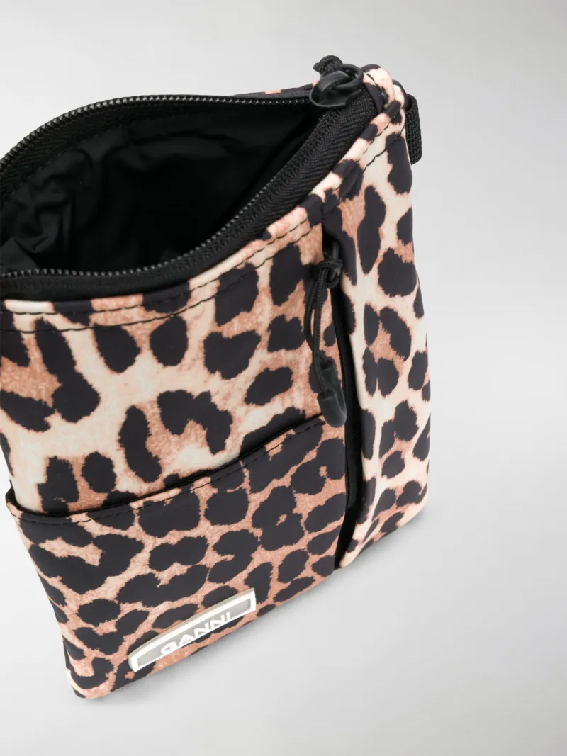 ganni leopard crossbody bolsa