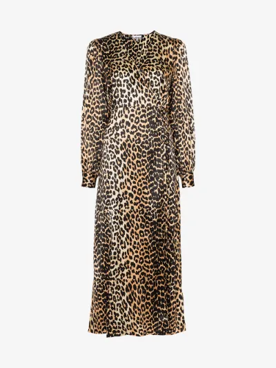 ganni leopard print wrap dress