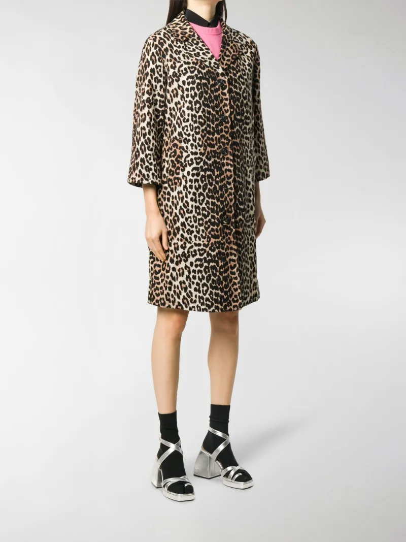 ganni leopard coat