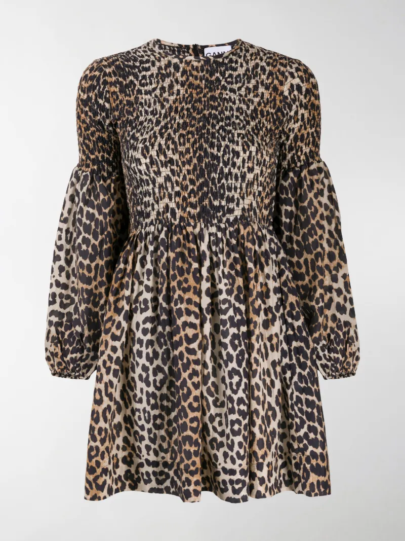 ganni leopard mini dress