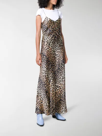 オールインワン・サロペット Ganni Leopard Print Viscose Long Dress Leopard Leopard Print Maxi Dress | GANNI US