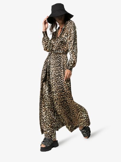 ganni leopard shirt dress