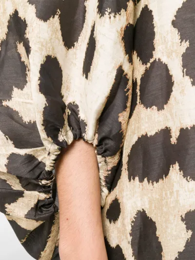 ganni leopard midi dress