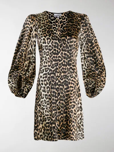 ganni leopard print mini dress