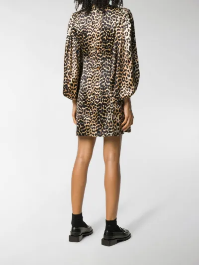 ganni leopard mini dress