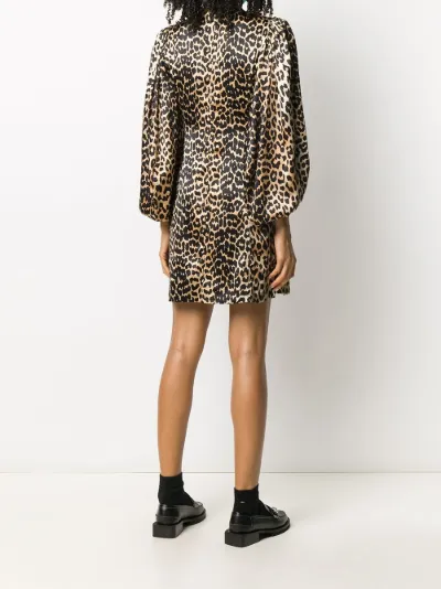 GANNI leopard print mini dress brown ...
